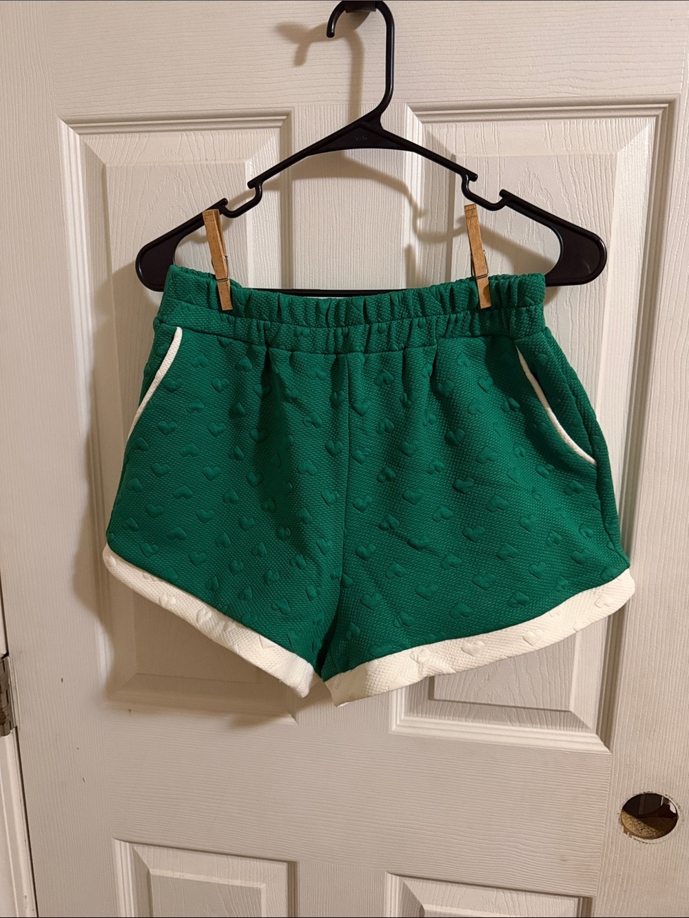 Umgee Green Knit Athletic Shorts with White Trim